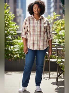 Alaia Women's Plaid Blouse - Pink and Cream